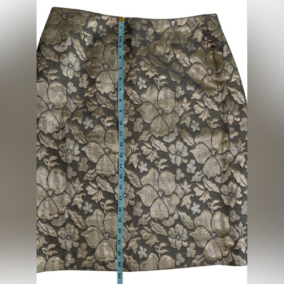 Vintage Albert Nipon Skirt Size 10 Gold & Gray Metallic Floral A-Line SKU 15 - Picture 5 of 8